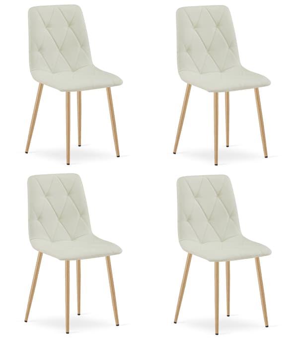 LIBRA stol - beige stof / træfarvede ben x 4