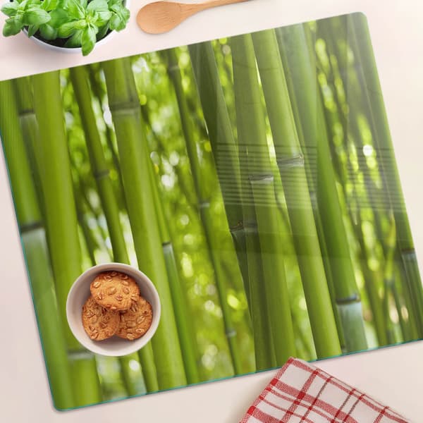 Dekorativ skärbräda och serveringsbräda i glas, bambu, 60x52 cm