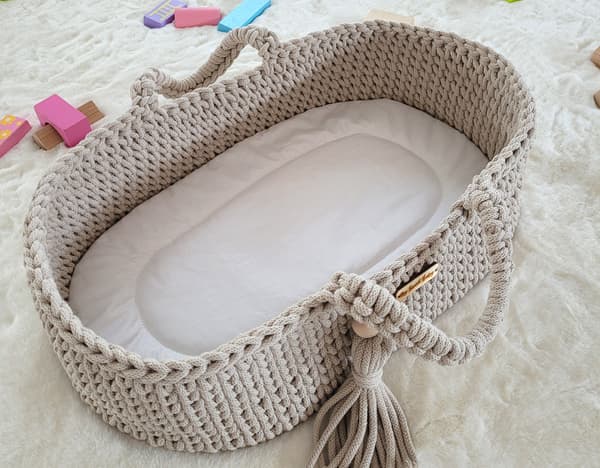 Moses Basket BOHO Bomullsdockbärare - Ljusbeige