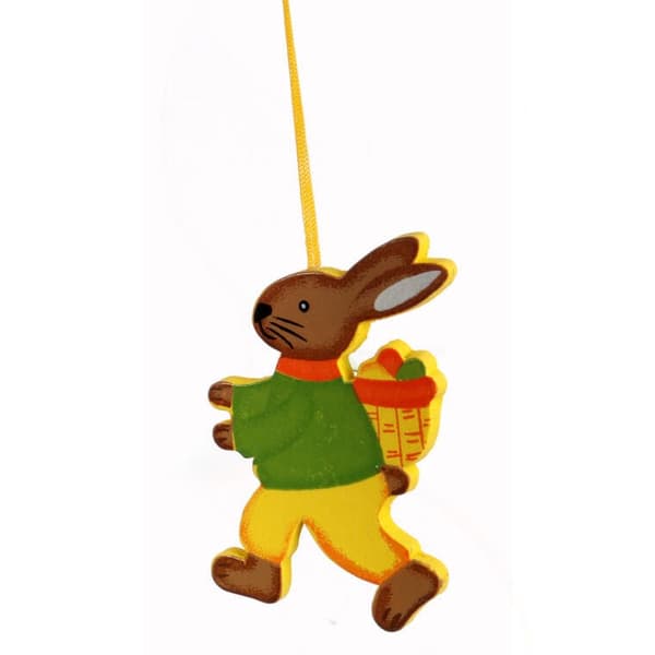 Trähängen med vårhare, 2 stycken, 7 cm, orange