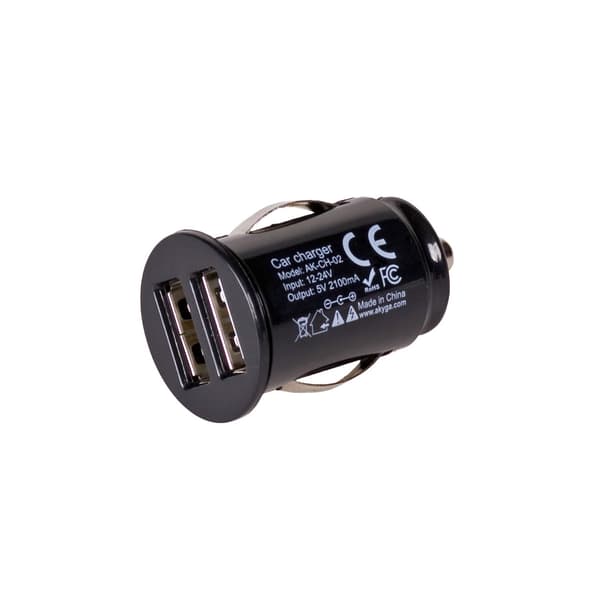 Akyga AK-CH-02 Biloplader 2x USB 5V / 1A til 12-24V cigarettænder