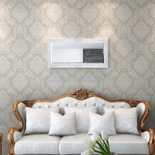 vidaXL Barock väggspegel 100x50 cm vit