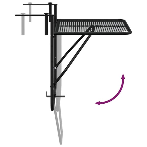 vidaXL balkonbord, sort, 60x40 cm, stål