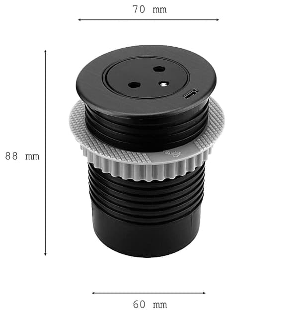 EasyEject-työtasoon upotettava USB-sovitin 1,5 m kaapelilla