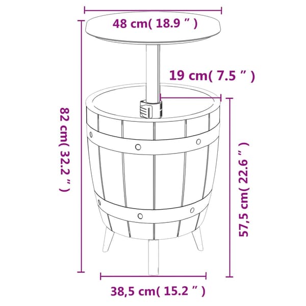 vidaXL 3-i-1 drikkekølebord sort PP
