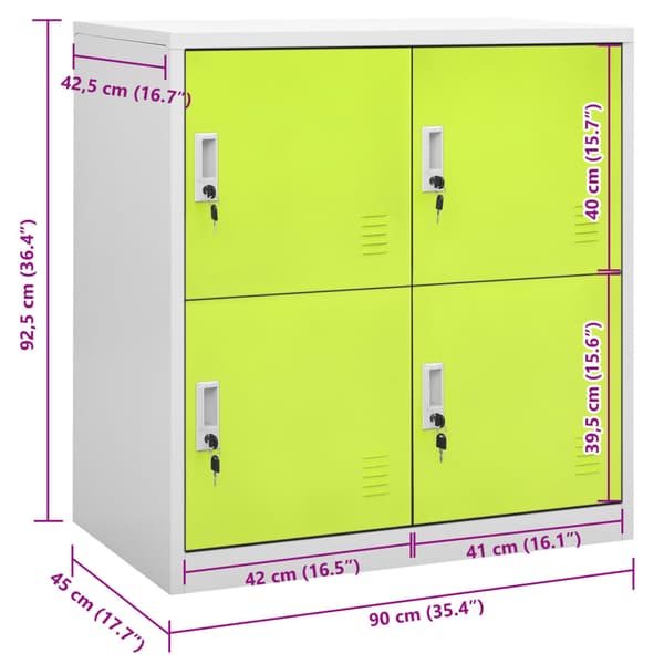 vidaXL Låsbart skåp grågrönt 90x45x92,5 cm stål
