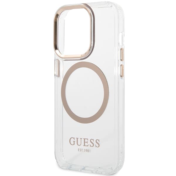Guess Metal Outline Magsafe-etui til iPhone 15 Pro Max, guld
