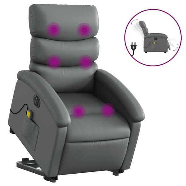 vidaXL elektrisk lænestol med massage, grå
