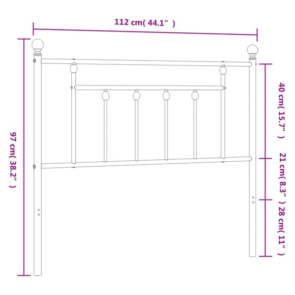 vidaXL metalsengegavl sort 107 cm