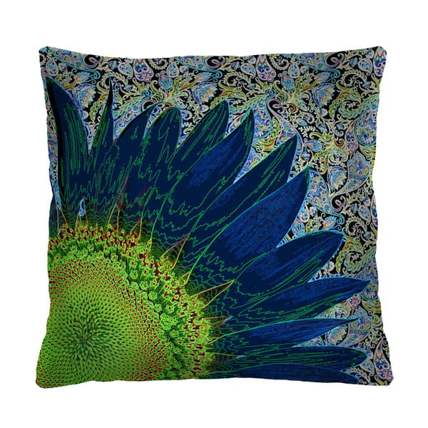 Kudde - Blå Blomma - 50x50 cm