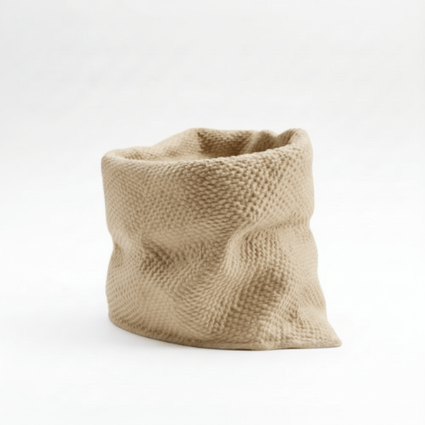 Modern beige växtkruka i jutepåse-stil