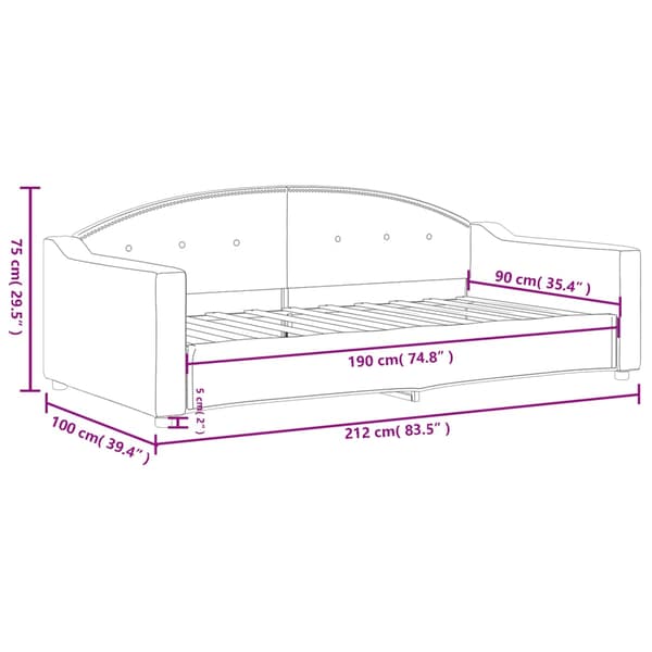 vidaXL Bäddsoffa mörkgrå 90x190 cm tygklädd