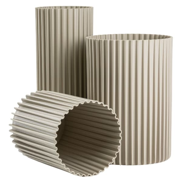 Sæt med 3 moderne beige RIBS vaser