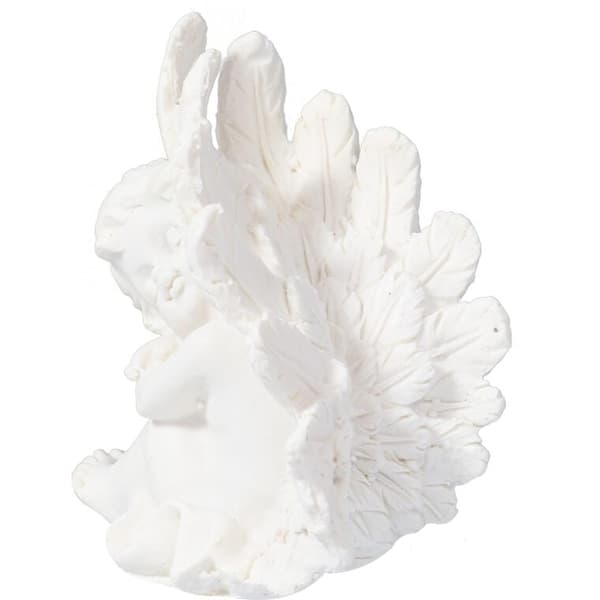 Dekorativ kirkegårdsengel af polyresin, hvid, 10 cm