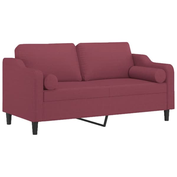 vidaXL 2-sitssoffa med kuddar, vinröd, 140 cm, tyg
