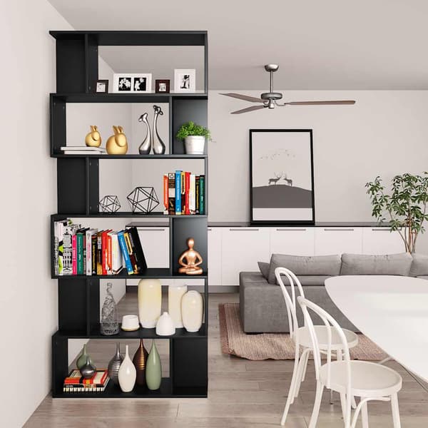 vidaXL reol/opdeler sort 80x24x192 cm spånplade
