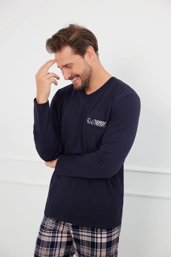 Edwin miesten pitkähihainen pyjama, pitkät housut XL