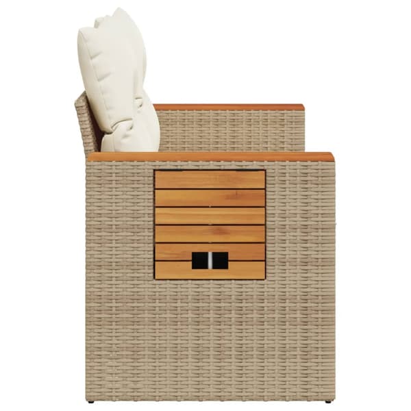 vidaXL Trädgårdssoffa med kuddar, 2-sits, beige, polyrotting