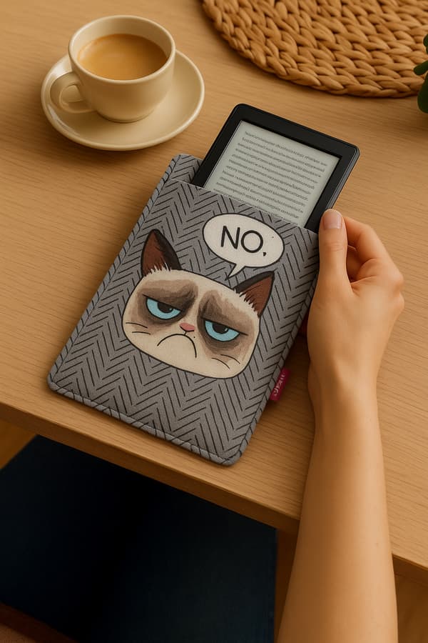 Arco Design 6-7" e-boksfodral - EcoFilc, Utan tryck, Grå, Passar Kindle / PocketBook