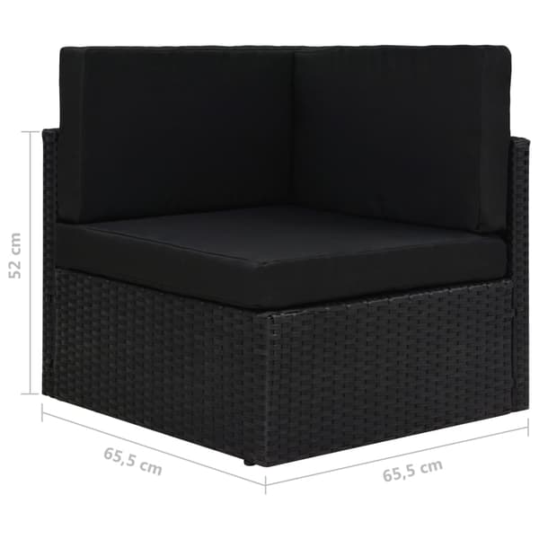 vidaXL Modulaarinen kulmaistuin, PE-rottinki, musta