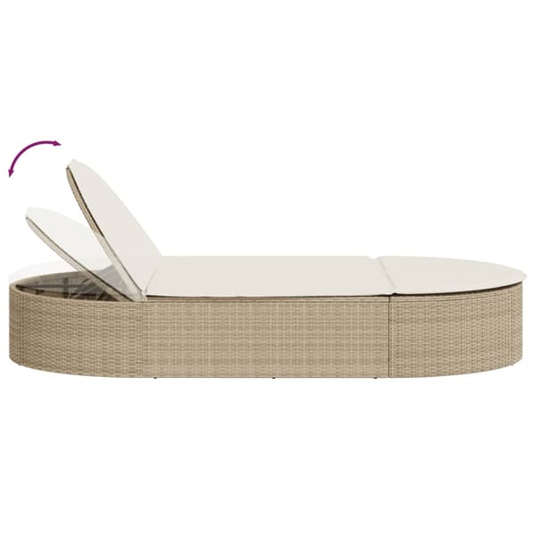 vidaXL Dubbel dagbädd med kuddar, beige, polyrotting