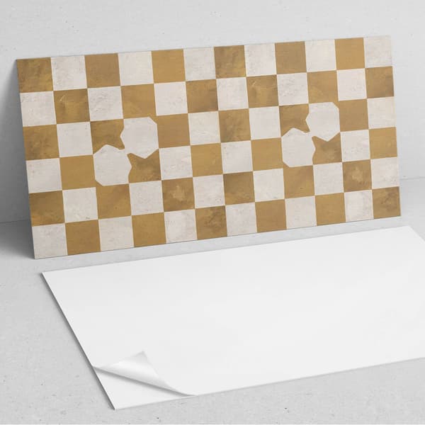 Vinyylilaattasetti keittiöaiheella - abstrakti ruutukuvio 10x40x20 cm