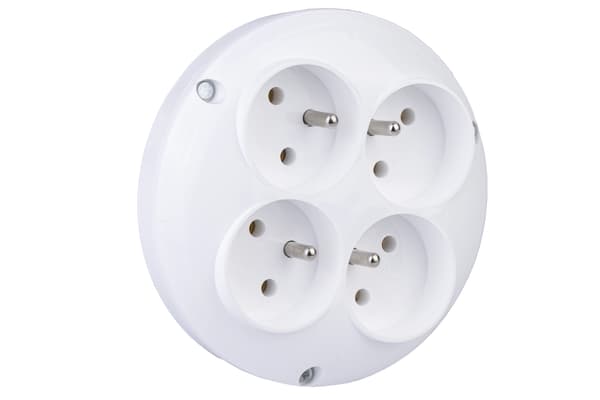Thief's firedobbelt elektrisk splitter 4x stikkontakt med jordforbindelse