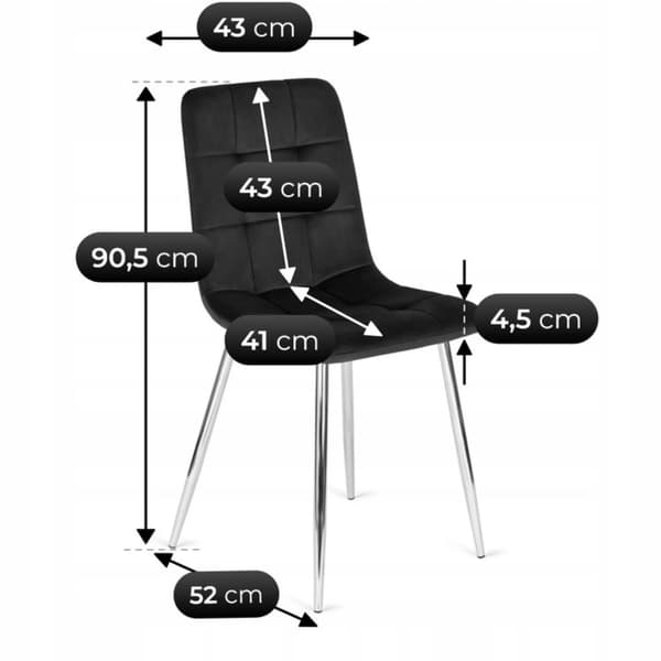 CESAR Polstret Spisebordsstol Sort Velour Moderne Loft