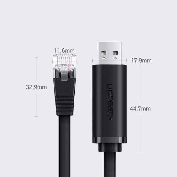 Konsolkabel USB - RJ45 adapter parsnoet ethernet 1,5m sort