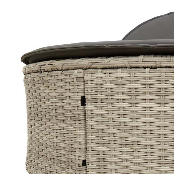vidaXL dobbelt dagseng med hynder, lysegrå, polyrattan