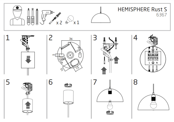 HEMISPHERE-riippuvalaisin, ruskea, 1 x E27