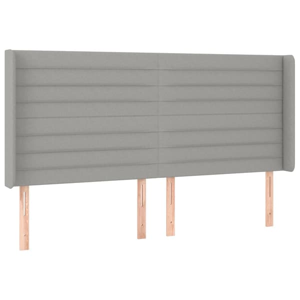 vidaXL vingeformet sengegavl lysegrå 203x16x118/128 cm stof
