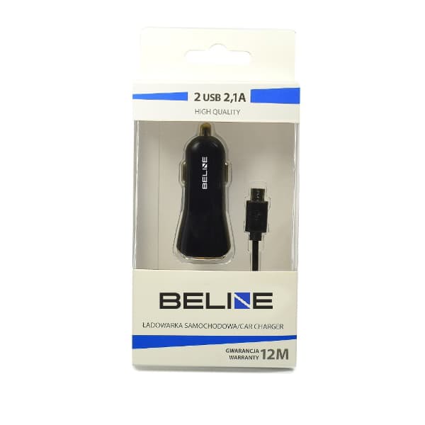 Beline Autolaturi 2xUSB + microUSB 2.1A musta