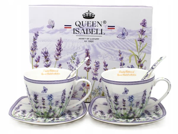 Set med 2 porslinsmuggar, 250 ml, i presentask - Lavender-kollektionen