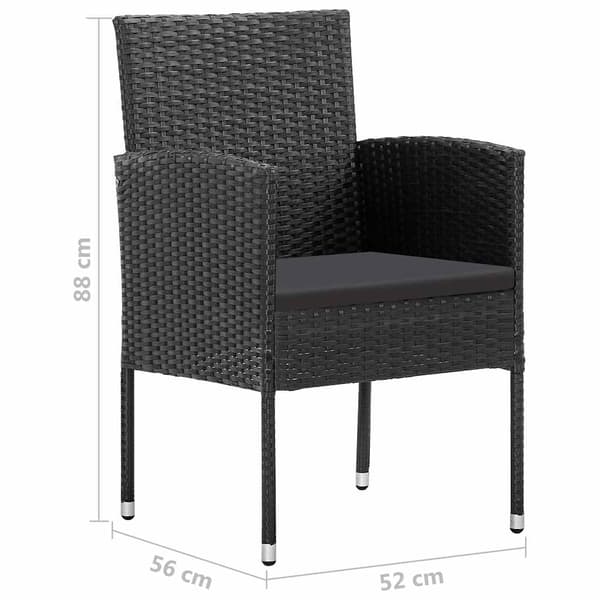vidaXL havestole med sorte hynder, sæt med 4, sort