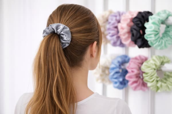 Silke hårbånd i mulberry 6A sølv M medium premium