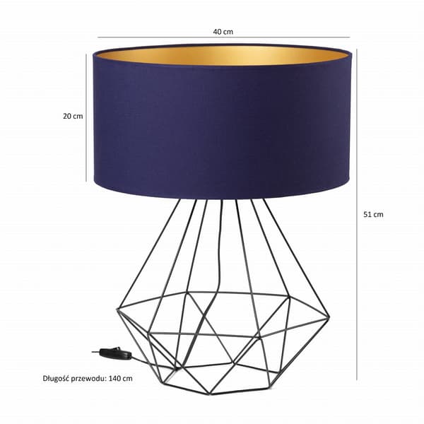 Tornado ADB Lampe Marineblå og Guld