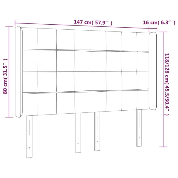 vidaXL vingeformet nakkestøtte mørkegrå 147x16x118/128 cm stof