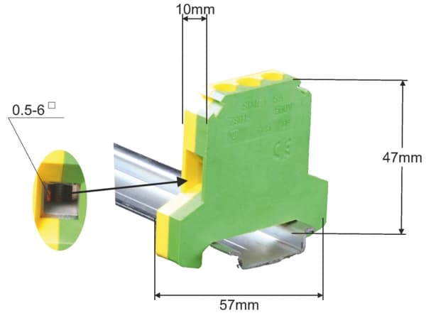 Kierreliitin suojakiskoon 6mm2 41A TS35 SIMET -kiskoon