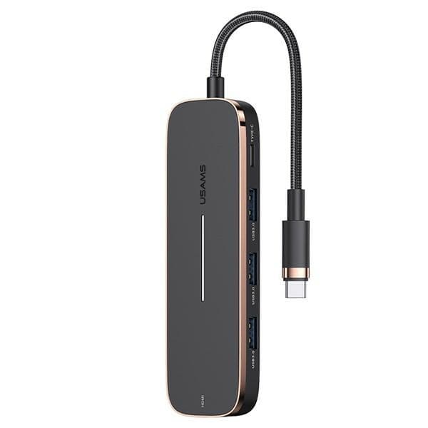 USAMS Adapter HUB 3xUSB + USB-C + HDMI sort/sort SJ578HUB01 (US-SJ578)