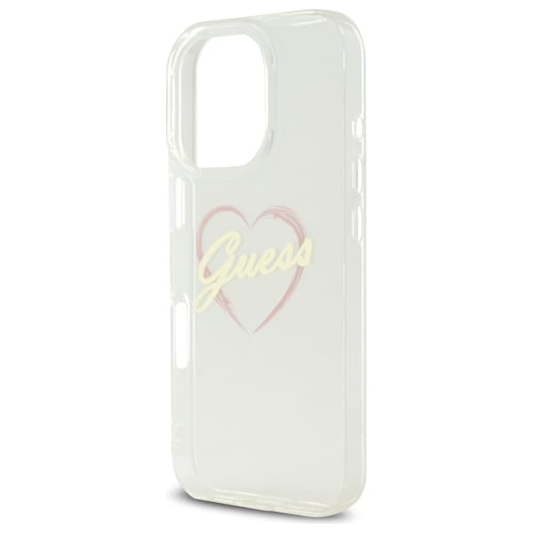 Guess IML Hjerte-etui til iPhone 16 Pro, Klar/Transparent