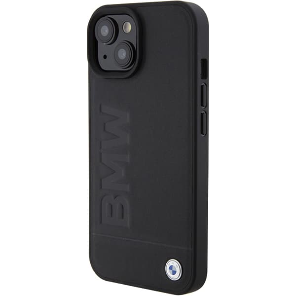 BMW Læder Hot Stamp MagSafe-etui til iPhone 15 Plus, Sort