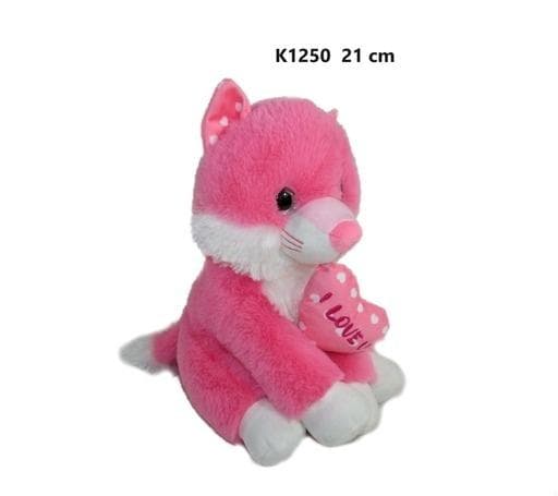 Lyserød kat 21 cm