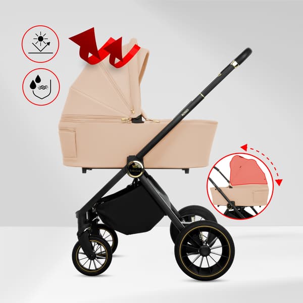 BabyLux ROSSO 2-i-1 klapvogn, gondol, let, foldbart sæt