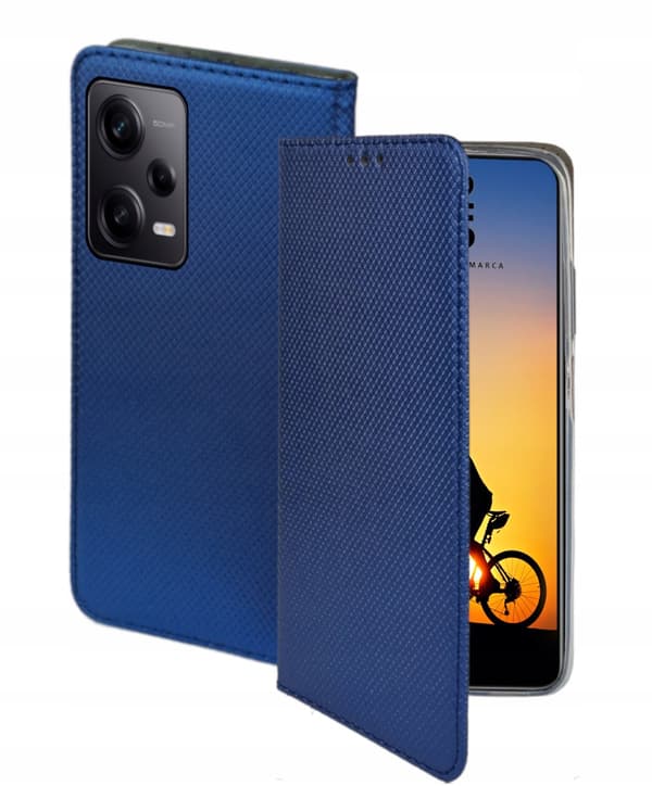 ETUI til REDMI NOTE 12 PRO PLUS SMART MAGNET BOOKETUI MARINEBLÅ + 9H GLAS