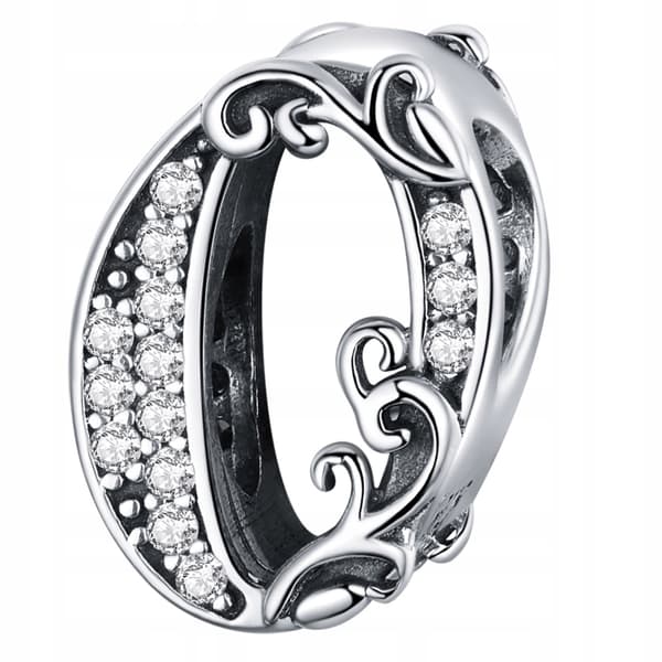 Charms nummer nul 0 perle sølv pr 925 zirkoner krystaller nummer