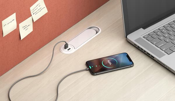 2x USB-kabelindgangsoplader sort SM-701 med strømforsyning