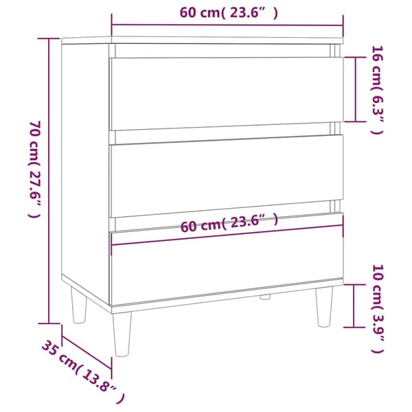 vidaXL kommode, sort, 60x35x70 cm, træbaseret materiale