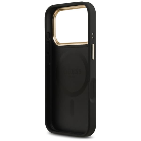 Guess Peony Hot Stamp MagSafe-etui til iPhone 17 Pro, sort