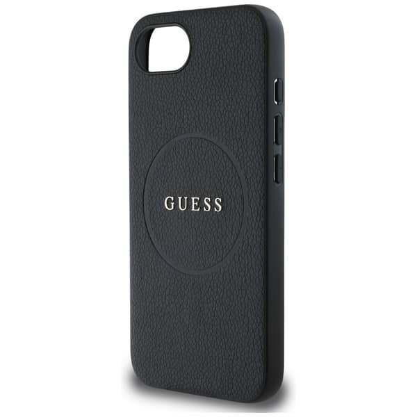 Guess Grained Ring MagSafe-etui til iPhone 16e / 17e, sort